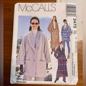 UNCUT FF McCall’s 2473, Y2K 1999, S-M-L, PolarGear Sherpa Coat Jacket Unlined